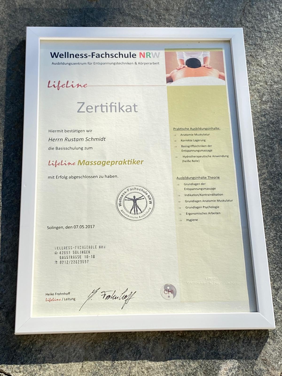 Zertifizierter Massagepraktiker Diplom - Rustam Schmidt in Arnsberg